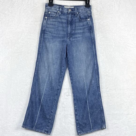 Amo Ava Crop Jeans Womens 25 Blue Wide Leg Preppy Boho Festival Hippie USA - Picture 1 of 11